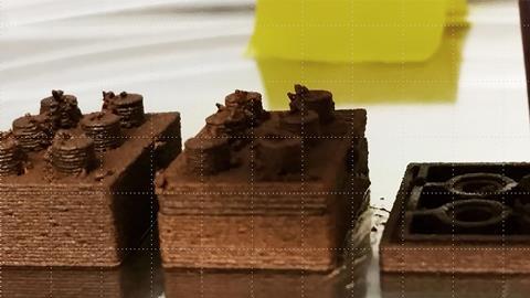 Martian ink being 3D printed into stackable building blocks