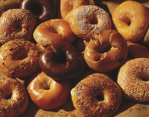 Variety of baked bagels