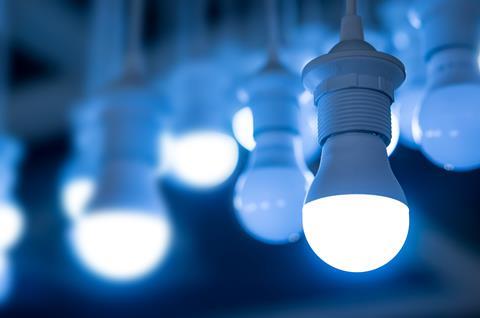 Blue domestic LED light bulbs