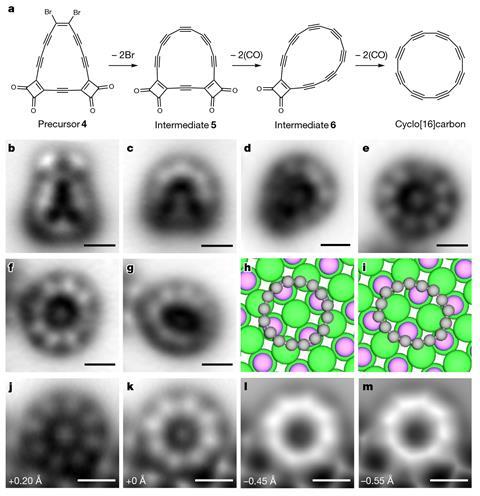 On-surface synthesis of C16 and structural characterization