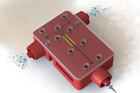 An image showing the schematic illustration of the electrolysis cell