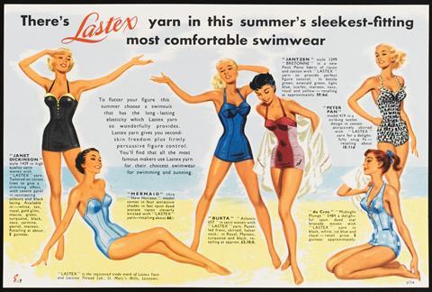 Lastex yarn swimwear advertisement, circa 1950