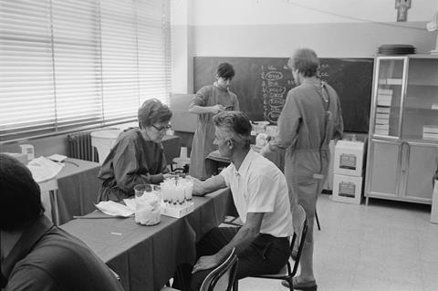 Man giving blood sample