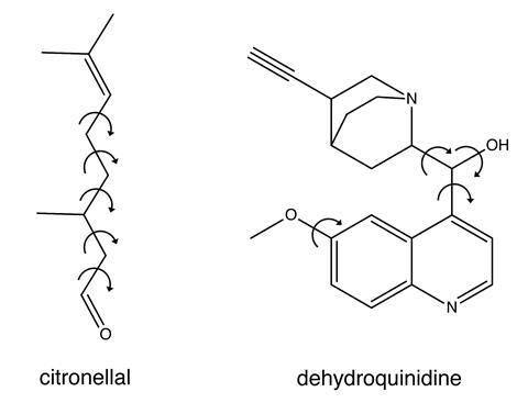 Image showing the chemical structures of citronellal and dehydroquinidine 