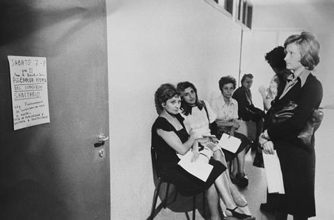 Women queuing for prenatal consultations