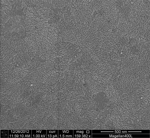 Micrograph of ITO grains on a glass substrate