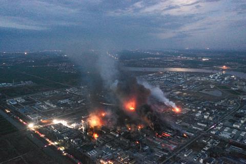 An image showing the blast in the Industrial Park In Yancheng