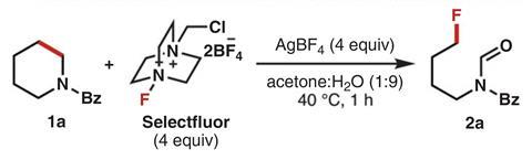 Optimization of silver-mediated deconstructive fluorination of N-Bz piperidine