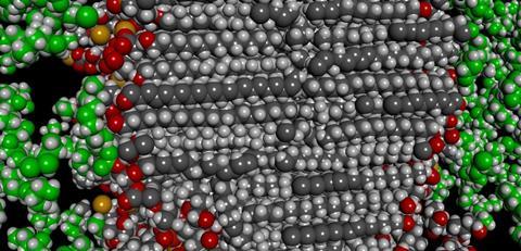 An image showing a model of the molecular structure of a cream