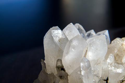 Close up of quartz crystals 
