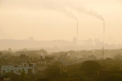Pollution over the Indian city of New Delhi