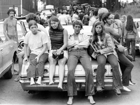 Teenagers and young adults outside Woodstock