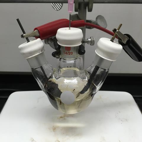 An image showing a homemade electrolysis setup