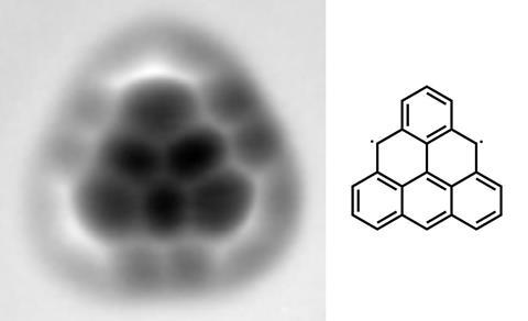 Triangulene chemical structure and AFM image