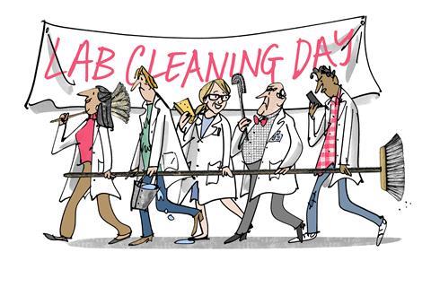 An illustration for lab cleaning day