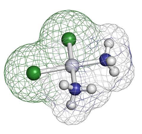 Cisplatin cancer chemotherapy drug, chemical structure