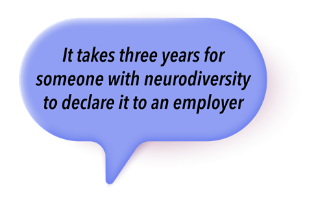 It takes three years for someone with neurodiversity to declare it to an employer