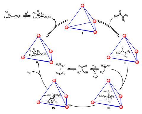 A scheme showing the mechanism of the Aza-Darzen reaction