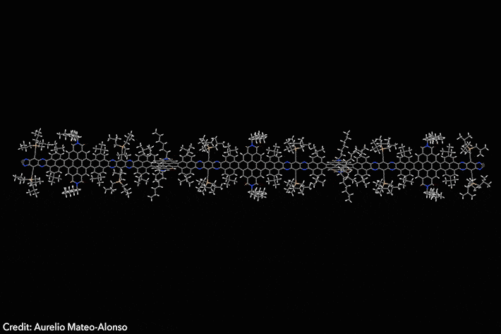3D gif showing nanonribbons on black background