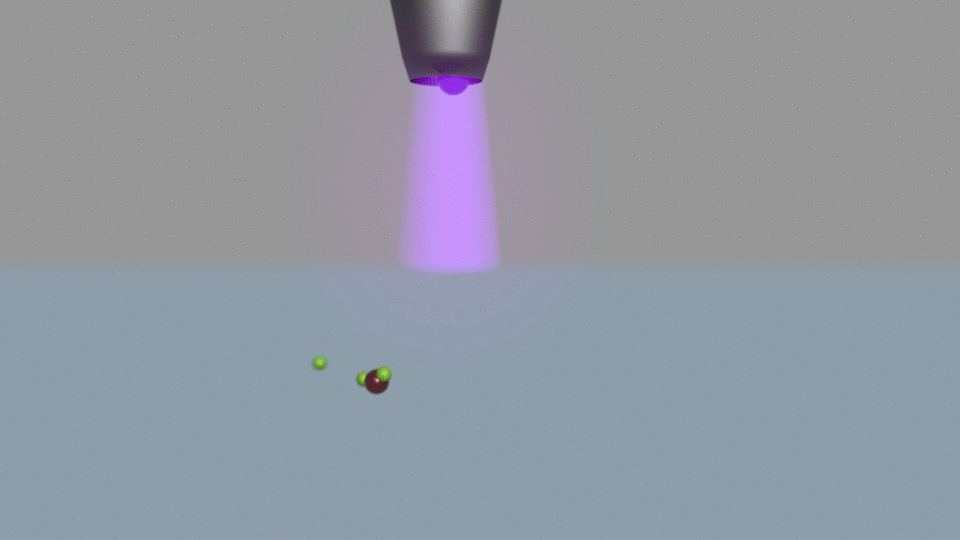 An animation showing that ammonia can form via electrolysis of water without a catalyst at a nitrogen plasma electrode. 
